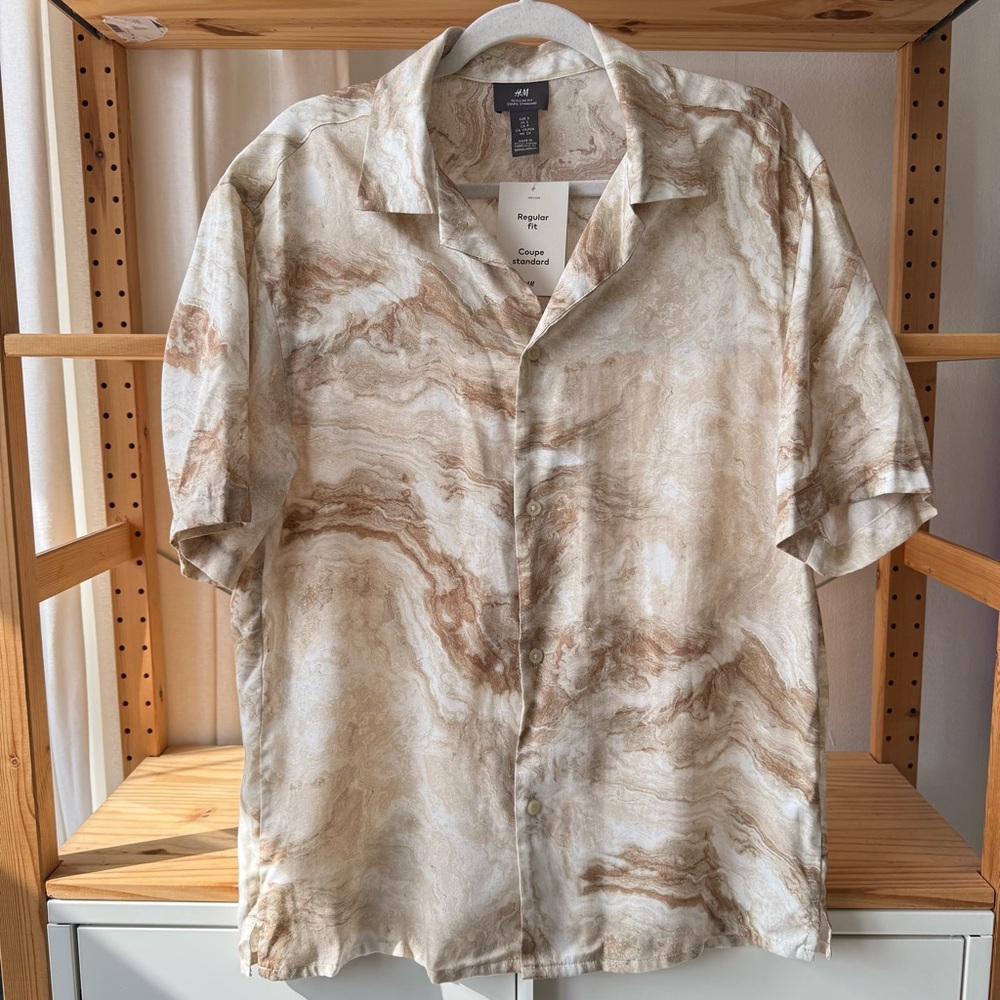 Beige and Brown Swirl Pattern Shirt